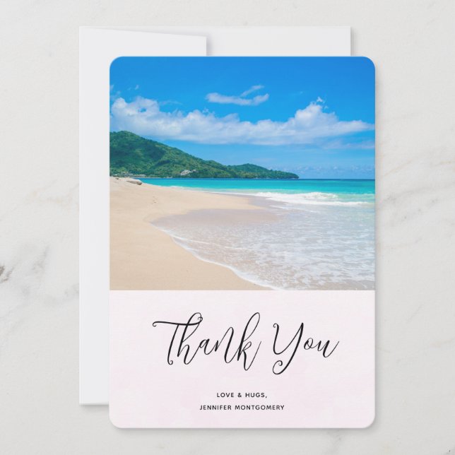 Beautiful Tropical Destination Beach Thank You Card (Front)