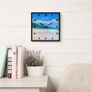 Beautiful Tropical Destination Scenic Beach Square Wall Clock
