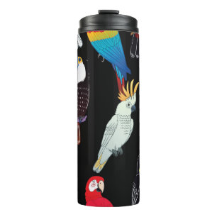 Beautiful tropical exotic parrot birds. vintage se thermal tumbler