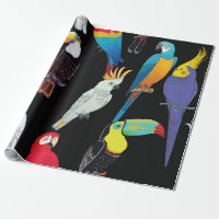 Beautiful tropical exotic parrot birds. vintage se