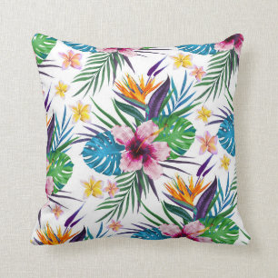 Beautiful tropical floral paint watercolors cushion