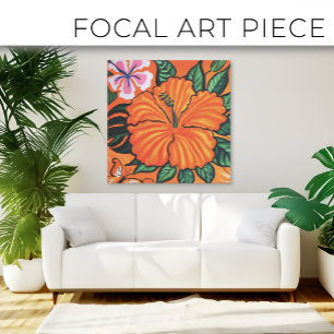 Beautiful tropical floral painting art canvas pri print