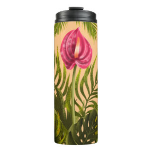 Beautiful Tropical Flowers And Leaves Thermal Tumbler