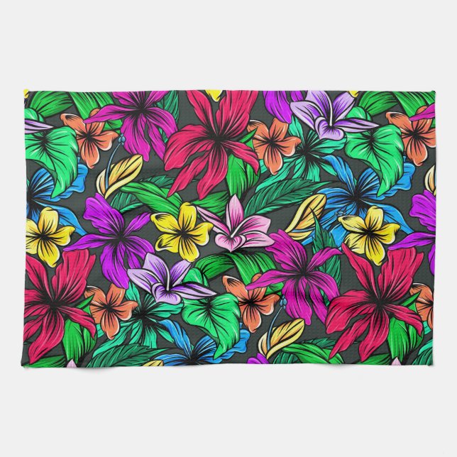 Beautiful Tropical Flowers  Tea Towel (Horizontal)