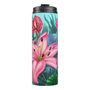 Beautiful Tropical Flowers Thermal Tumbler