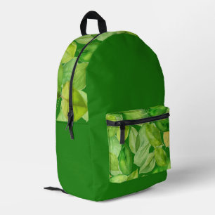 Beautiful Tropical Green Leaves Only  Printed Backpack