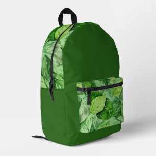 Beautiful Tropical Green Leaves Only  Printed Backpack