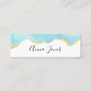 Beautiful Tropical Green with Gold Border Mini Business Card