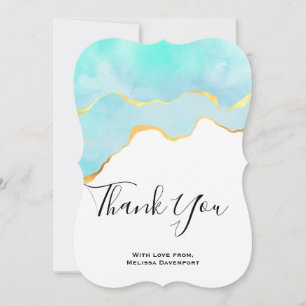 Beautiful Tropical Green with Gold Border Thank Yo You Card