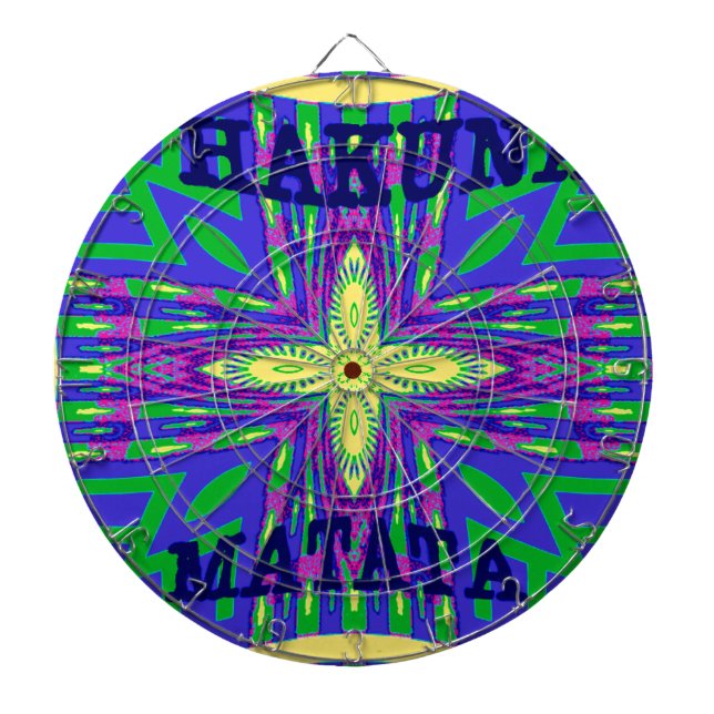 Beautiful Tropical Hakuna Matata Kanga Artwork. Dartboard (Front)