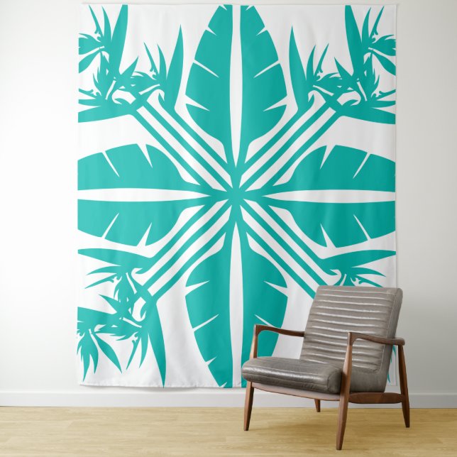 Beautiful Tropical Hawaiian quilt block tapestry (In Situ)