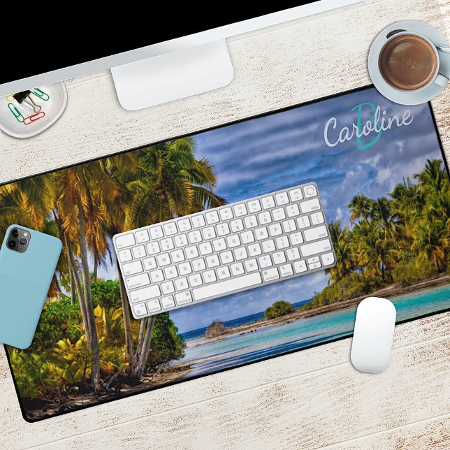 Beautiful Tropical Island Beach Ocean Seascape Desk Mat (Creator Uploaded)