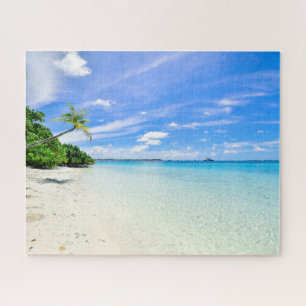 Beautiful Tropical Island Beach With Palm Trees Jigsaw Puzzle