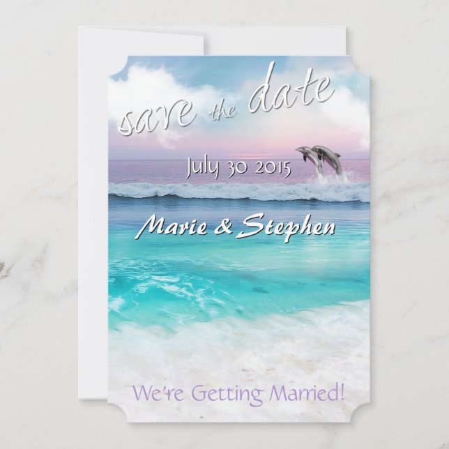 BEAUTIFUL TROPICAL OCEAN SUNRISE Save the Date Invitation (Front)