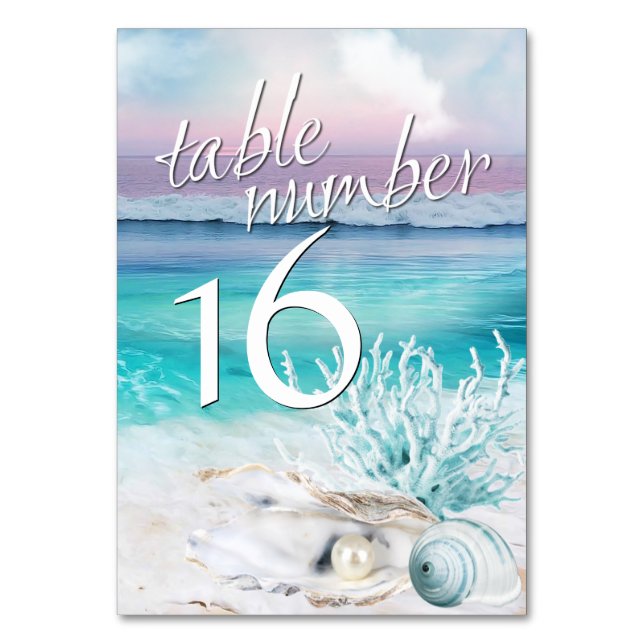 BEAUTIFUL TROPICAL OCEAN SUNRISE Table Card (Front)