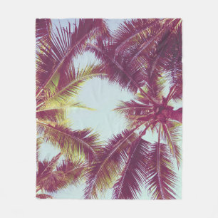 Beautiful tropical palm tree around beach sea ocea fleece blanket