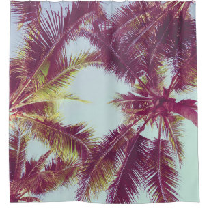 Beautiful tropical palm tree around beach sea ocea shower curtain