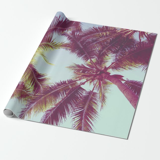 Beautiful tropical palm tree around beach sea ocea wrapping paper (Unrolled)