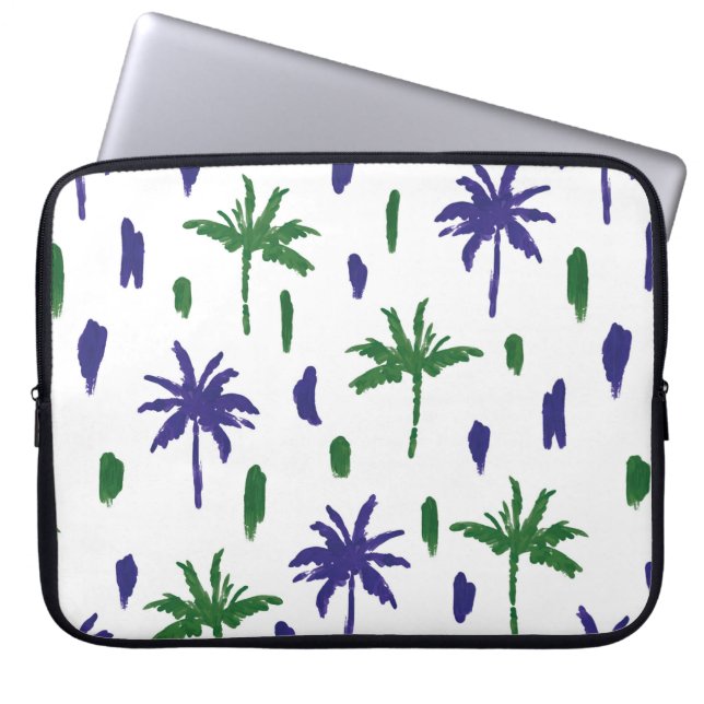 Beautiful tropical palm trees pattern laptop sleeve (Front)