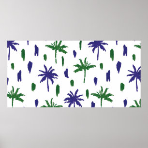 Beautiful tropical palm trees pattern poster