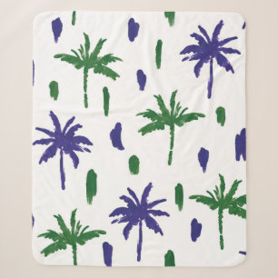 Beautiful tropical palm trees pattern sherpa blanket