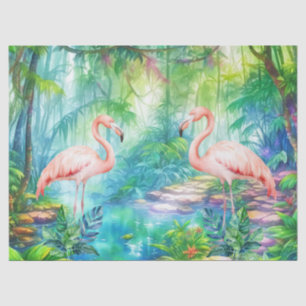 Beautiful Tropical Pink Flamingos Decoupage Tissue Paper