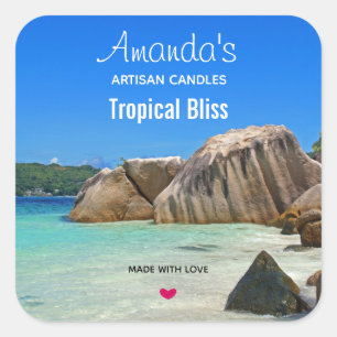 Beautiful Tropical Sea Candle or Soap Biz Square Sticker