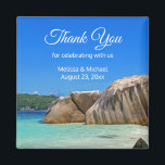 Beautiful Tropical Sea Rocky Coast  Wedding Favour Magnet<br><div class="desc">A wedding thank you magnet with a photograph of a turquoise blue ocean beach with big rocks scattered along the coast. Bright and sunny tropical locale.</div>