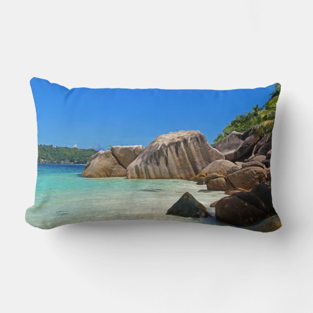 Beautiful Tropical Sea Rocky Coastline Lumbar Cushion (Front)