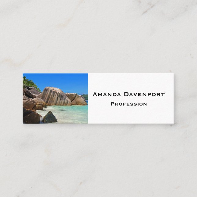Beautiful Tropical Sea Rocky Coastline Mini Business Card (Front)