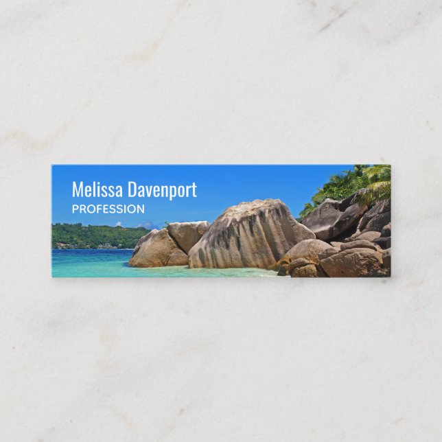 Beautiful Tropical Sea Rocky Coastline Mini Business Card (Front)