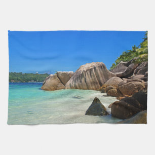 Beautiful Tropical Sea Rocky Coastline Tea Towel