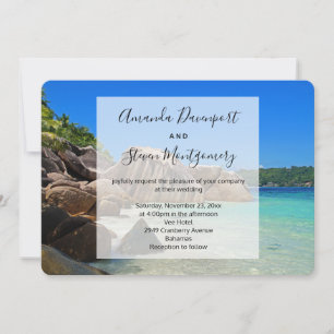 Beautiful Tropical Sea Rocky Coastline Wedding Invitation