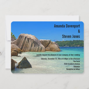 Beautiful Tropical Sea Rocky Coastline Wedding Invitation