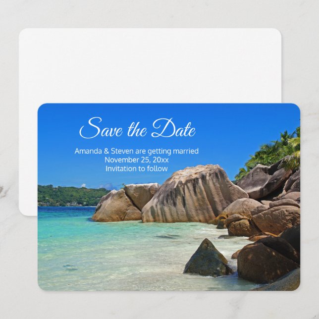 Beautiful Tropical Sea Rocky Coastline Wedding Save The Date (Front/Back)