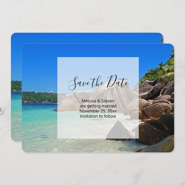 Beautiful Tropical Sea Rocky Coastline Wedding Save The Date (Front/Back)