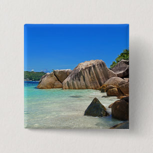 Beautiful Tropical Sea with a Rocky Beach 15 Cm Square Badge