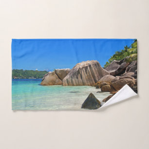 Beautiful Tropical Sea with a Rocky Beach Bath Towel Set
