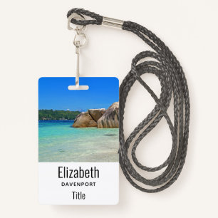 Beautiful Tropical Sea with a Rocky Beach ID Badge
