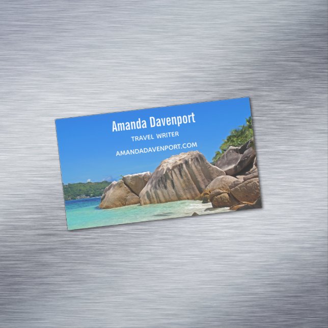 Beautiful Tropical Sea with a Rocky Beach Magnetic Business Card (In Situ)
