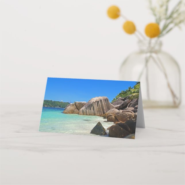 Beautiful Tropical Sea with a Rocky Beach Place Card (Front)