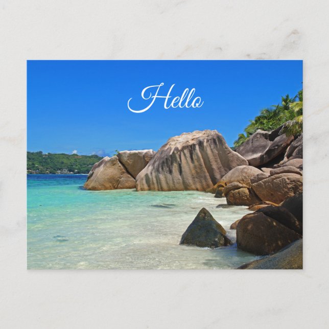 Beautiful Tropical Sea with a Rocky Beach Postcard (Front)