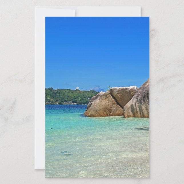 Beautiful Tropical Sea with a Rocky Beach Stationery (Front)