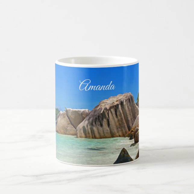 Beautiful Tropical Sea with Rock Covered Coast Coffee Mug (Center)