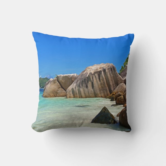 Beautiful Tropical Sea with Rock Covered Coast Cushion (Front)