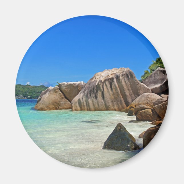 Beautiful Tropical Sea with Rock Covered Coast Magnet (Front)