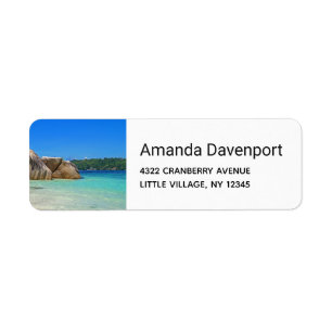 Beautiful Tropical Sea with Rock Covered Coast Return Address Label