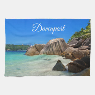 Beautiful Tropical Sea with Rock Covered Coast Tea Towel