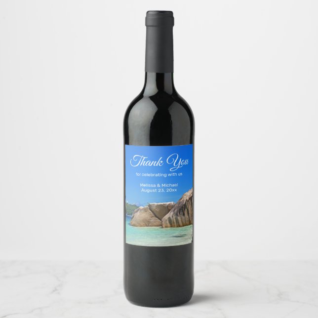 Beautiful Tropical Sea with Rock Covered Coast Wine Label (Front)