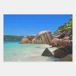 Beautiful Tropical Sea with Rock Covered Coast Wrapping Paper Sheet